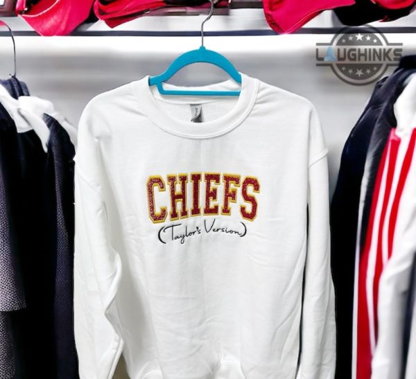 swiftie chiefs embroidered sweatshirt tshirt hoodie mens womens kansas city chiefs taylors verison superbowl faux glitter shirts kc game day kelce swift tee laughinks 2