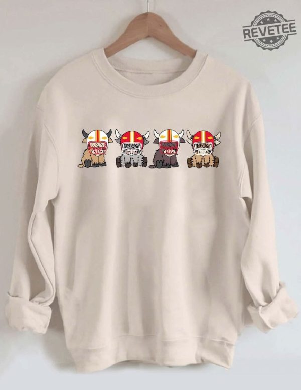 Vintage Kansas City Highland Cow Football Sweatshirt Retro Kansas City Football Shirt Chiefs Football Hoodie Gift For Fan Unique revetee 2