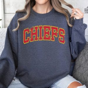 Kansas City Chiefs Sweatshirt Trendy Kansas City Football Sweatshirt Chief Football Shirt Vintage Kansas Football Shirt Kc Chiefs Sweater Unique revetee 4