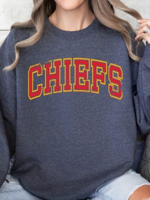 Kansas City Chiefs Sweatshirt Trendy Kansas City Football Sweatshirt Chief Football Shirt Vintage Kansas Football Shirt Kc Chiefs Sweater Unique revetee 4