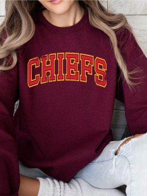 Kansas City Chiefs Sweatshirt Trendy Kansas City Football Sweatshirt Chief Football Shirt Vintage Kansas Football Shirt Kc Chiefs Sweater Unique revetee 5