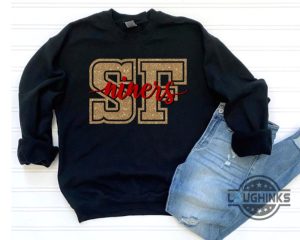 vintage niners sweatshirt tshirt hoodie mens womens san francisco 49ers football shirts faux glitter sf bang bang niners gang 49er sweater game day gift laughinks 1