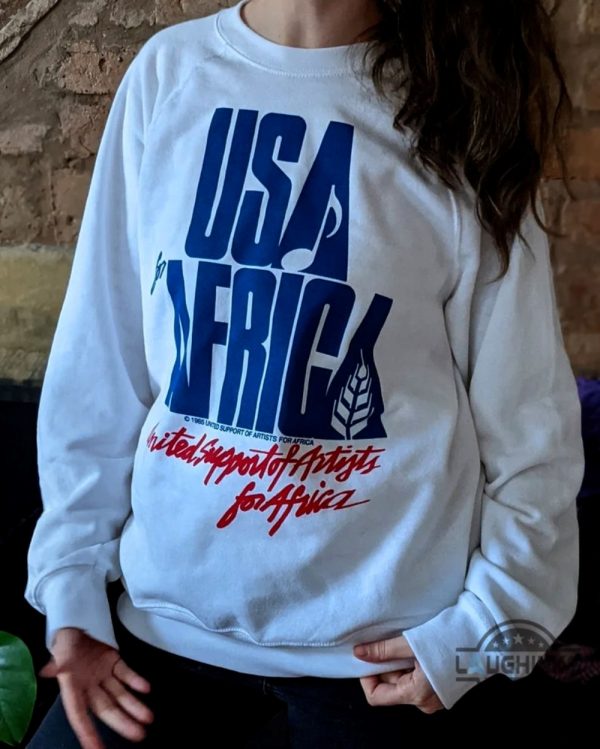 usa for africa shirt sweatshirt hoodie mens womens remake of iconic 80s jumper warn by kenny rogers diana ross we are the world michael jackson gifts for kids laughinks 4