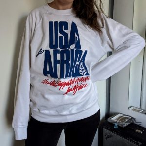 usa for africa shirt sweatshirt hoodie mens womens remake of iconic 80s jumper warn by kenny rogers diana ross we are the world michael jackson gifts for kids laughinks 6