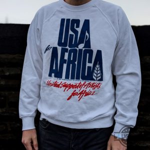 usa for africa shirt sweatshirt hoodie mens womens remake of iconic 80s jumper warn by kenny rogers diana ross we are the world michael jackson gifts for kids laughinks 7