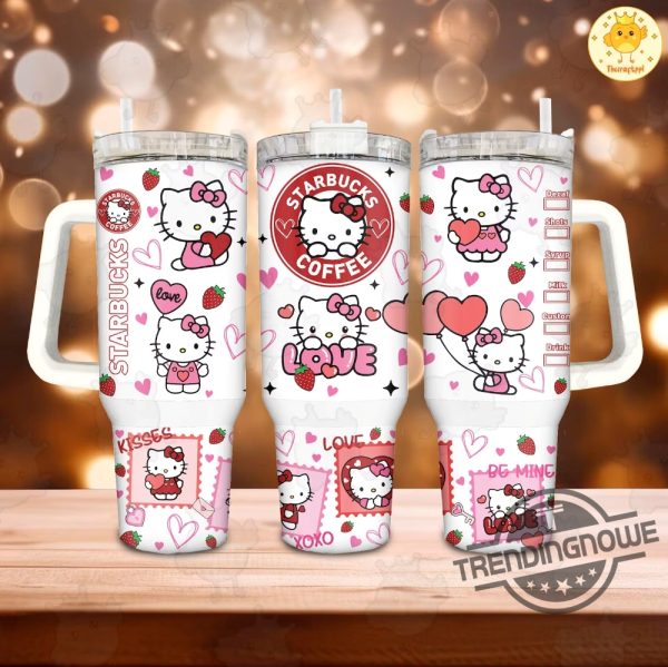 Hello Kitty Stanley Cup Pink Valentine Stanley Tumbler Valentine Cartoon 40Oz Tumbler Pink Cat Tumbler trendingnowe 2