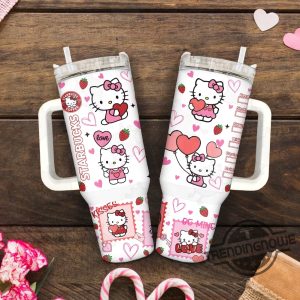 Hello Kitty Stanley Cup Pink Valentine Stanley Tumbler Valentine Cartoon 40Oz Tumbler Pink Cat Tumbler trendingnowe 3