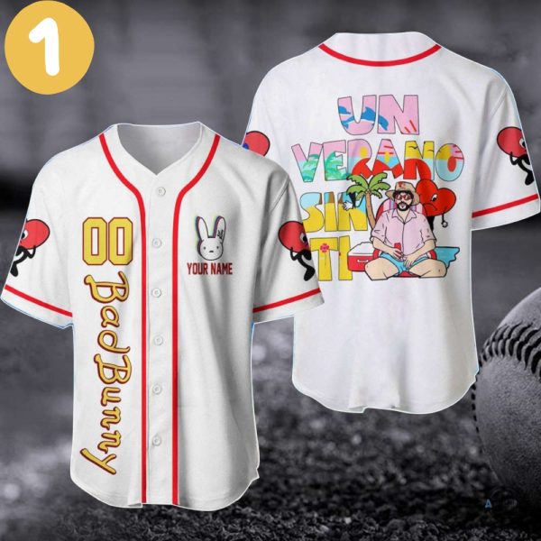 bad bunny baseball jersey all over printed custom name bad bunny un verano sin ti 2024 jersey shirts puerto rico music concert tour baseball uniform gift laughinks 1