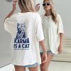 taylor swift karma is a cat graphic tee vintage style tshirt cat illustration on back swiftie merch mens womens tshirt sweatshirt hoodie laughinks 1