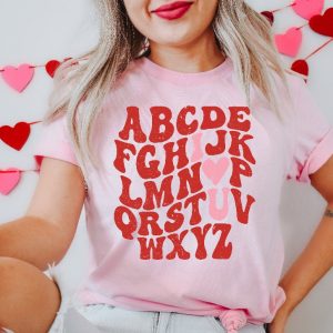 Cute Teacher Valentine Shirt Teacher Alphabet Shirt Back To School Shirt Love Shirt Teacher Tee Teacher Shirtvalentine Teacher Shirt Unique revetee 4