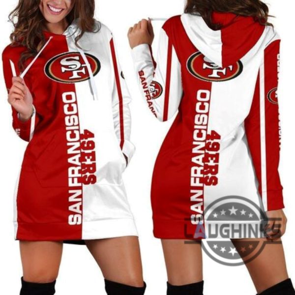 san francisco 49ers hoodie dress sweater dress sweatshirt dress 3d all over print for women hoodie sf 49ers football hooded dress nfl gift for fans laughinks 1 6