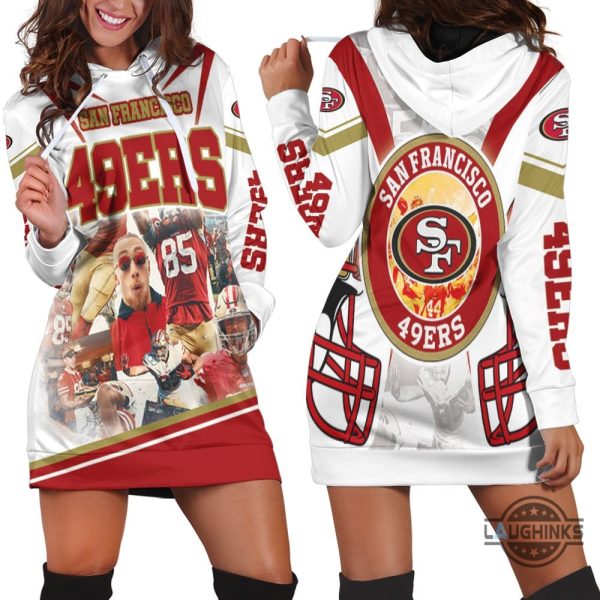 nfc west division san francisco 49ers hoodie dress sweater dress sweatshirt dress sf 49ers football hooded dress nfl gift for fans laughinks 1 2