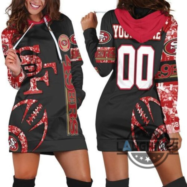 san francisco 49ers nfl 3d hoodie dress sweater dress sweatshirt dress sf 49ers football hooded dress nfl gift for fans laughinks 1