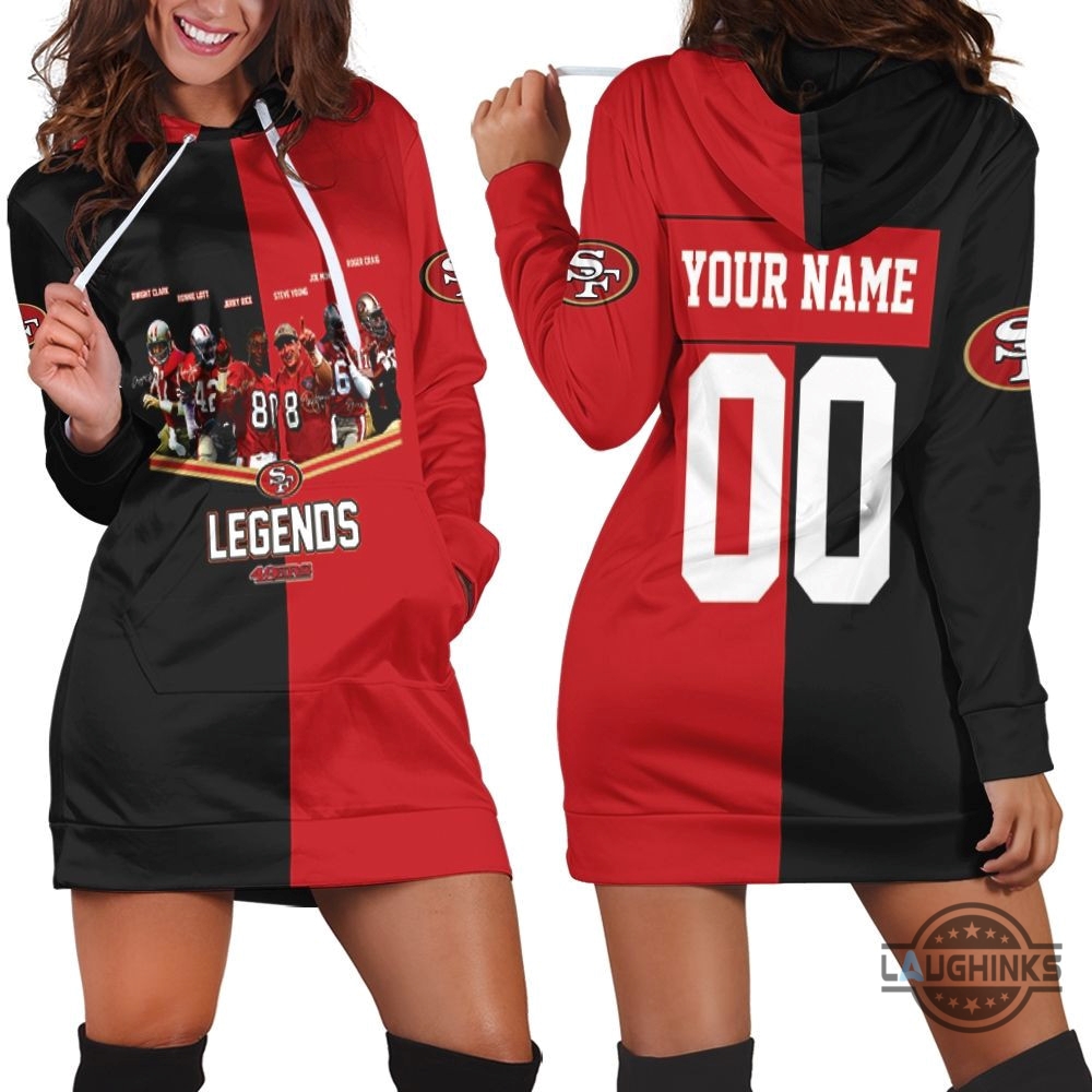 San Francisco 49Ers Legends Signed 3D Hoodie Dress Sweater Dress Sweatshirt Dress Sf 49Ers Football Hooded Dress Nfl Gift For Fans