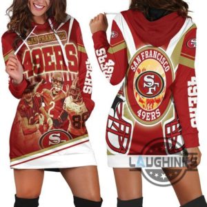 helmet san francisco 49ers nfc west division 2021 super bowl hoodie dress sweater dress sweatshirt dress sf 49ers football hooded dress nfl gift for fans laughinks 1 2