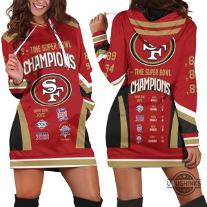 5 times super bowl champions san francisco 49ers all prizes 3d hoodie dress sweater dress sweatshirt dress sf 49ers football hooded dress nfl gift for fans laughinks 1 2