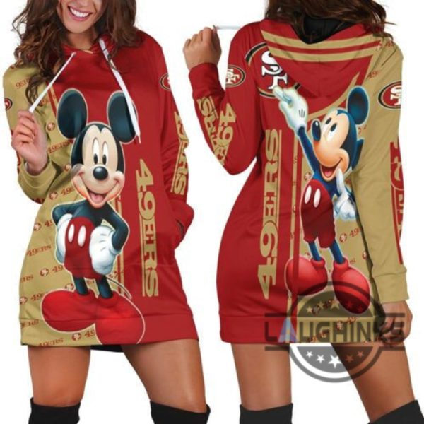 san francisco 49ers fan 3d hoodie dress sweater dress sweatshirt dress sf 49ers football hooded dress nfl gift for fans laughinks 1