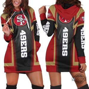 san francisco 49ers for fans hoodie dress sweater dress sweatshirt dress sf 49ers football hooded dress nfl gift for fans laughinks 1 1