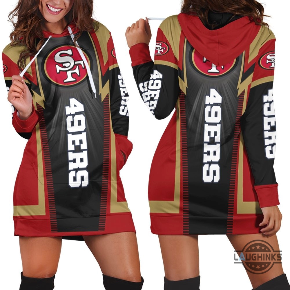 San Francisco 49Ers For Fans Hoodie Dress Sweater Dress Sweatshirt Dress Sf 49Ers Football Hooded Dress Nfl Gift For Fans