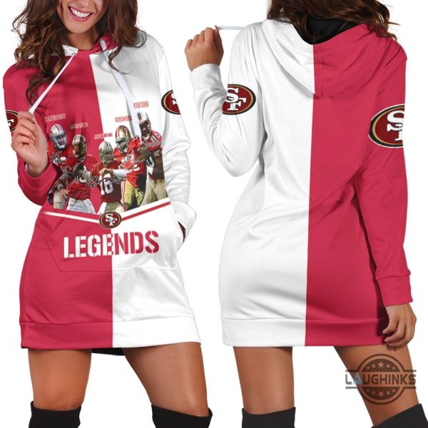 san francisco 49ers legends 3d hoodie dress sweater dress sweatshirt dress sf 49ers football hooded dress nfl gift for fans laughinks 1 2