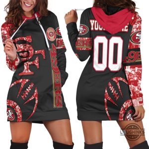 san francisco 49ers nfl 3d hoodie dress sweater dress sweatshirt dress sf 49ers football hooded dress nfl gift for fans laughinks 1 2