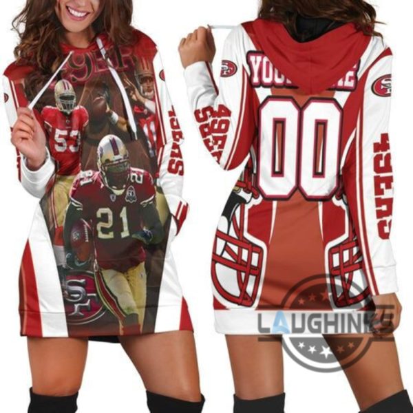 san francisco 49ers nfc west division 2021 super bowl for fans personalized hoodie dress sweater dress sweatshirt dress sf 49ers football hooded dress nfl gift for fans laughinks 1