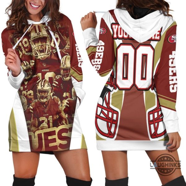 san francisco 49ers 2021 nfc west division super bowl personalized hoodie dress sweater dress sweatshirt dress sf 49ers football hooded dress nfl gift for fans laughinks 1