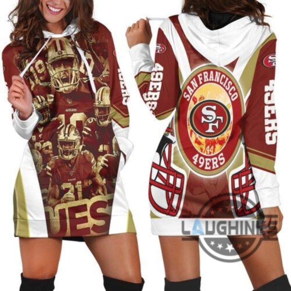 san francisco 49ers 2021 nfc west division super bowl hoodie dress sweater dress sweatshirt dress sf 49ers football hooded dress nfl gift for fans laughinks 1