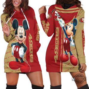 san francisco 49ers fan 3d hoodie dress sweater dress sweatshirt dress sf 49ers football hooded dress nfl gift for fans laughinks 1 2