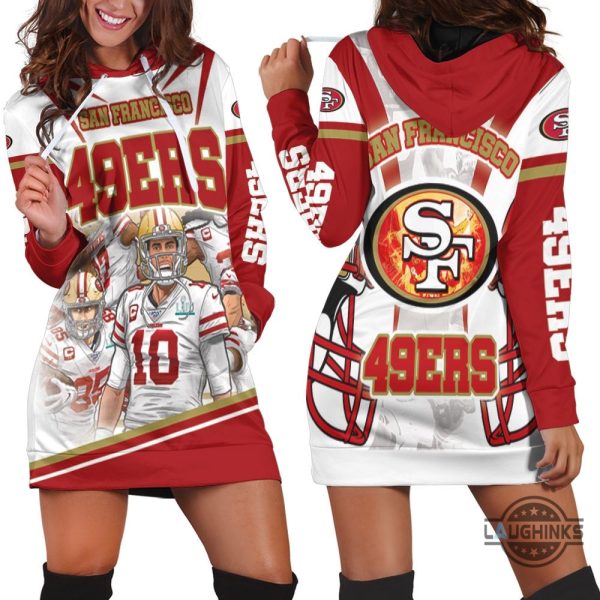 san francisco 49ers nfc west division 2021 super bowl hoodie dress sweater dress sweatshirt dress sf 49ers football hooded dress nfl gift for fans laughinks 1