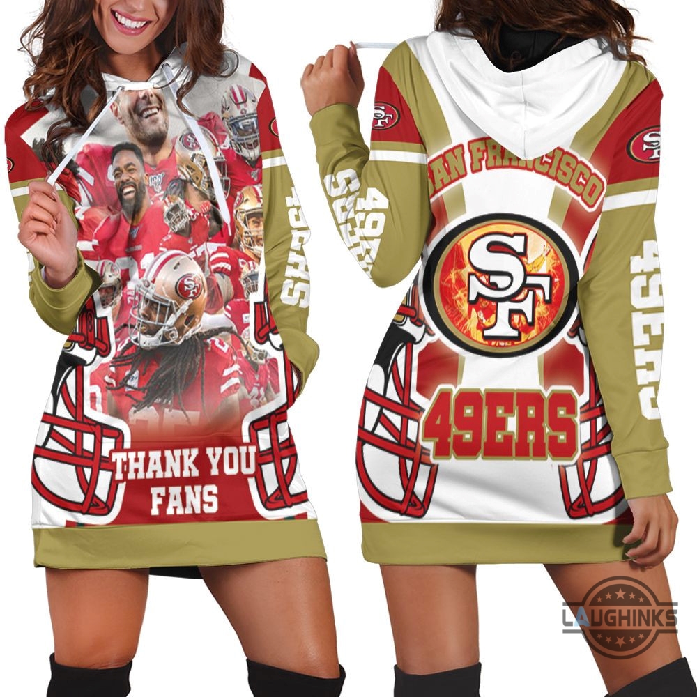 San Francisco 49Ers 2021 Thank You Fan Hoodie Dress Sweater Dress Sweatshirt Dress Sf 49Ers Football Hooded Dress Nfl Gift For Fans
