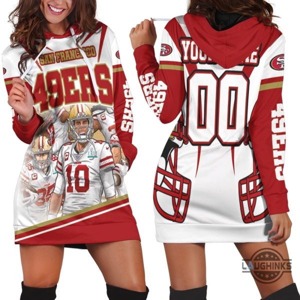 san francisco 49ers nfc west division 2021 super bowl personalized hoodie dress sweater dress sweatshirt dress sf 49ers football hooded dress nfl gift for fans laughinks 1