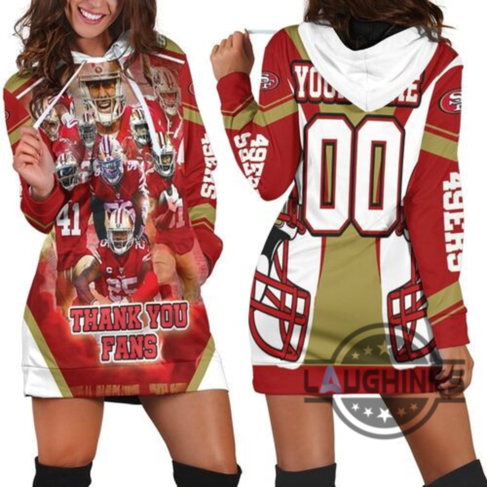 San Francisco 49Ers Super Bowl 2021 Nfc West Division Thank You Fans Personalized Hoodie Dress Sweater Dress Sweatshirt Dress Sf 49Ers Football Hooded Dress Nfl Gift For Fans