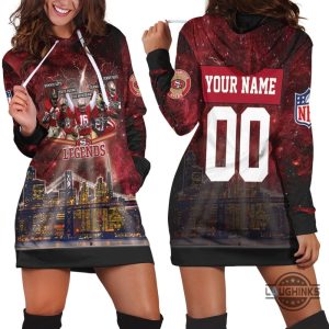 san francisco 49ers city night light galaxy signed 3d hoodie dress sweater dress sweatshirt dress sf 49ers football hooded dress nfl gift for fans laughinks 1