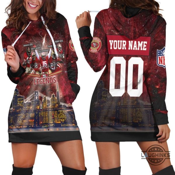 san francisco 49ers city night light galaxy signed 3d hoodie dress sweater dress sweatshirt dress sf 49ers football hooded dress nfl gift for fans laughinks 1 1