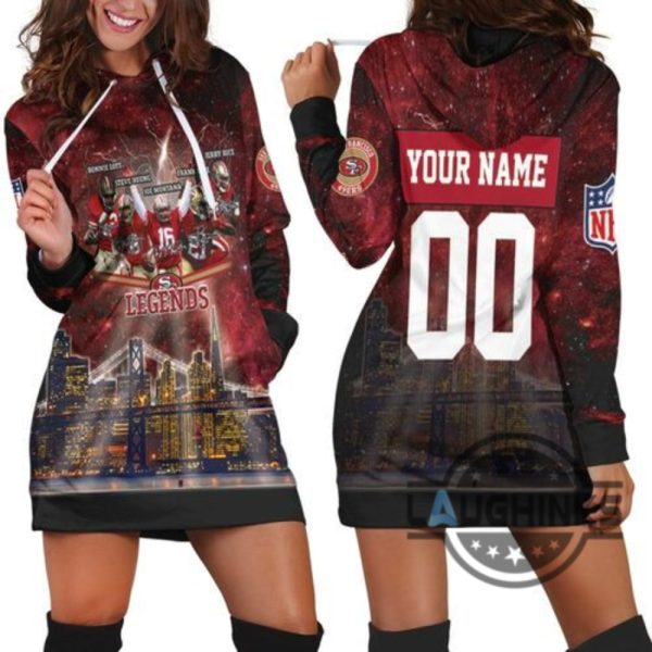 san francisco 49ers city night light galaxy signed 3d hoodie dress sweater dress sweatshirt dress sf 49ers football hooded dress nfl gift for fans laughinks 1 5