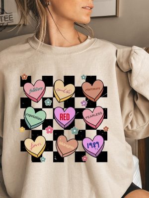 Retro Conversation Hearts Taylors Version Valentines Day Swiftie Valentines Day Tee Taylor Fan Conversation Heart Sweatshirt Unique revetee 5