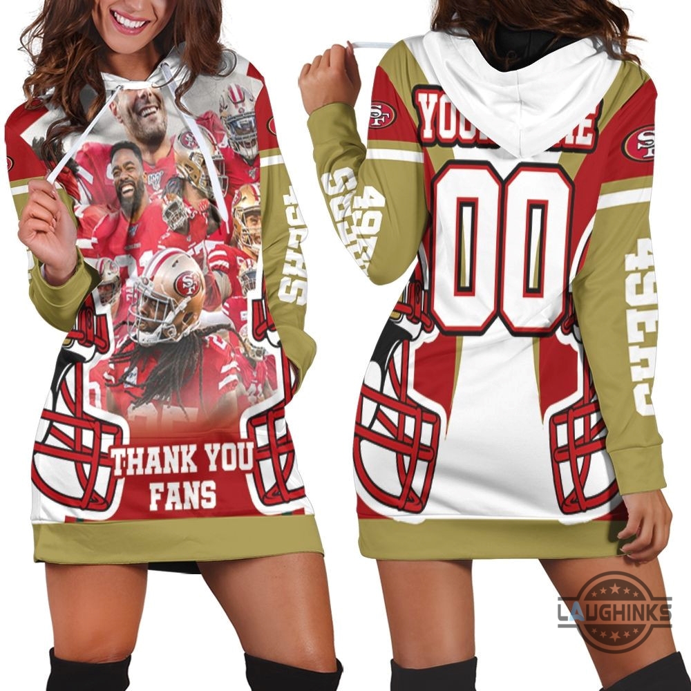 San Francisco 49Ers 2021 Thank You Fans Personalized Hoodie Dress Sweater Dress Sweatshirt Dress Sf 49Ers Football Hooded Dress Nfl Gift For Fans