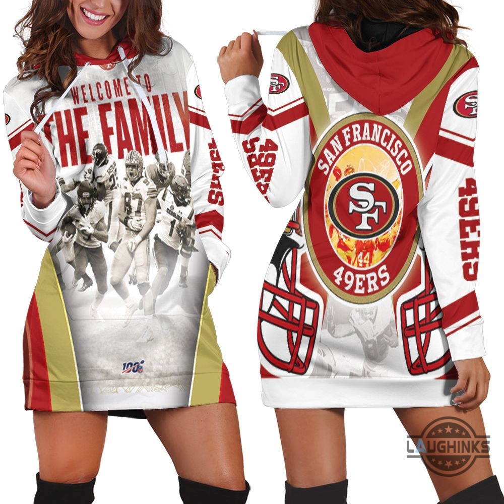 San Francisco 49Ers Welcome To The Family Nfc West Division Super Bowl 2021 Hoodie Dress Sweater Dress Sweatshirt Dress Sf 49Ers Football Hooded Dress Nfl Gift For Fans