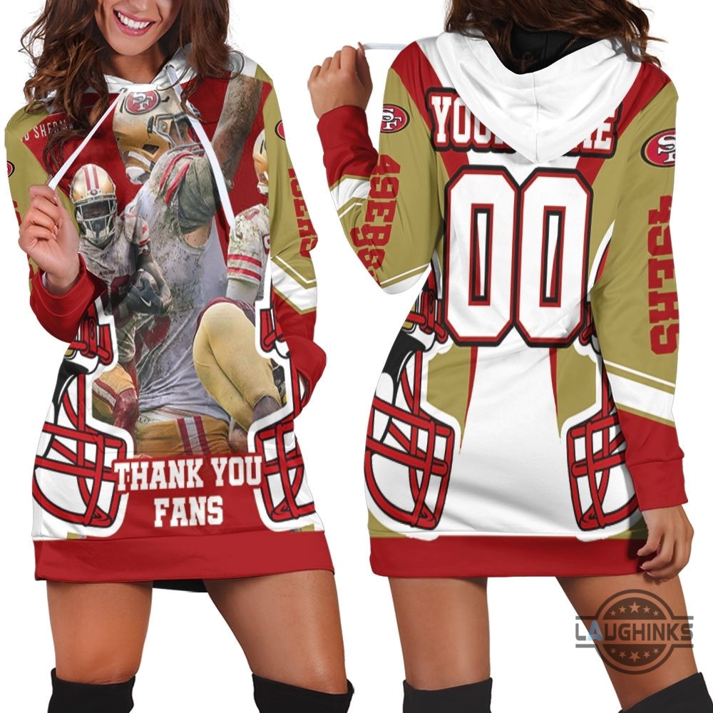 San Francisco 49Ers Thank You Fans Personalized Hoodie Dress Sweater Dress Sweatshirt Dress Sf 49Ers Football Hooded Dress Nfl Gift For Fans