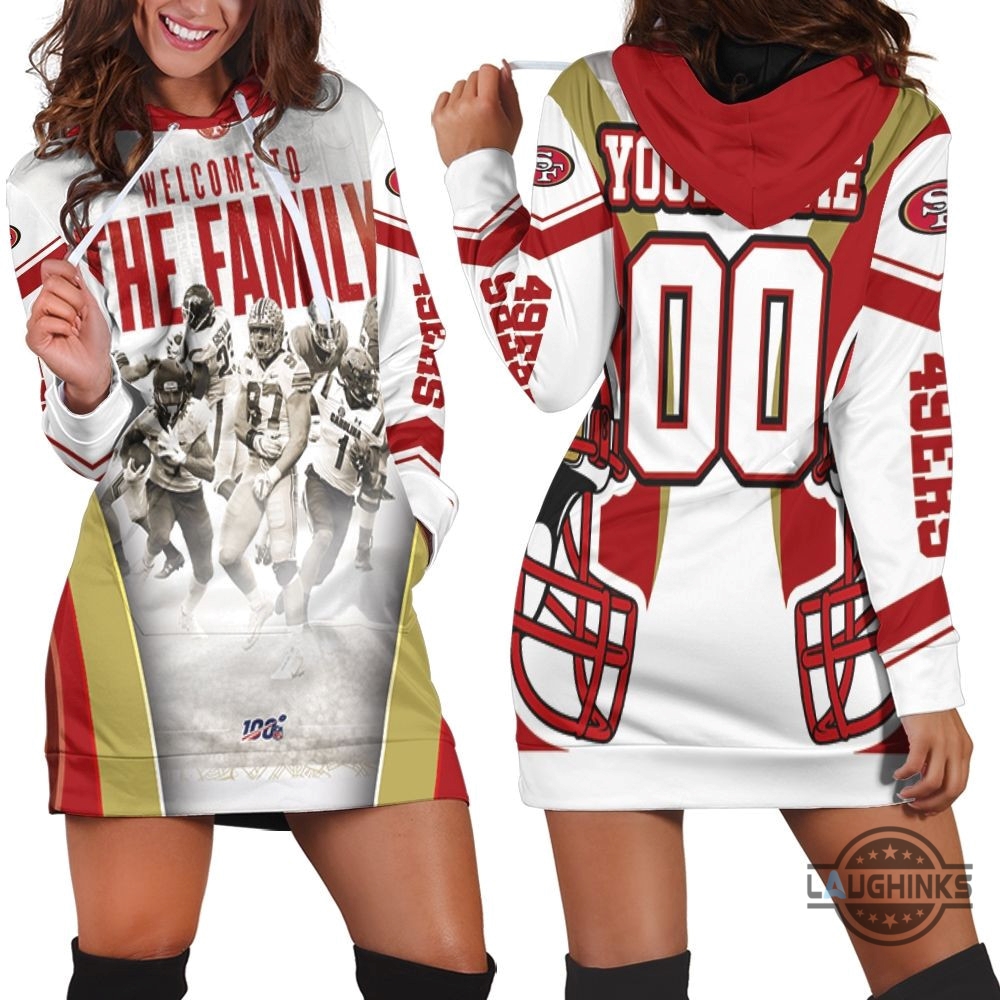 San Francisco 49Ers Welcome To The Family Nfc West Division Super Bowl 2021 Personalized Hoodie Dress Sweater Dress Sweatshirt Dress Sf 49Ers Football Hooded Dress Nfl Gift For Fans