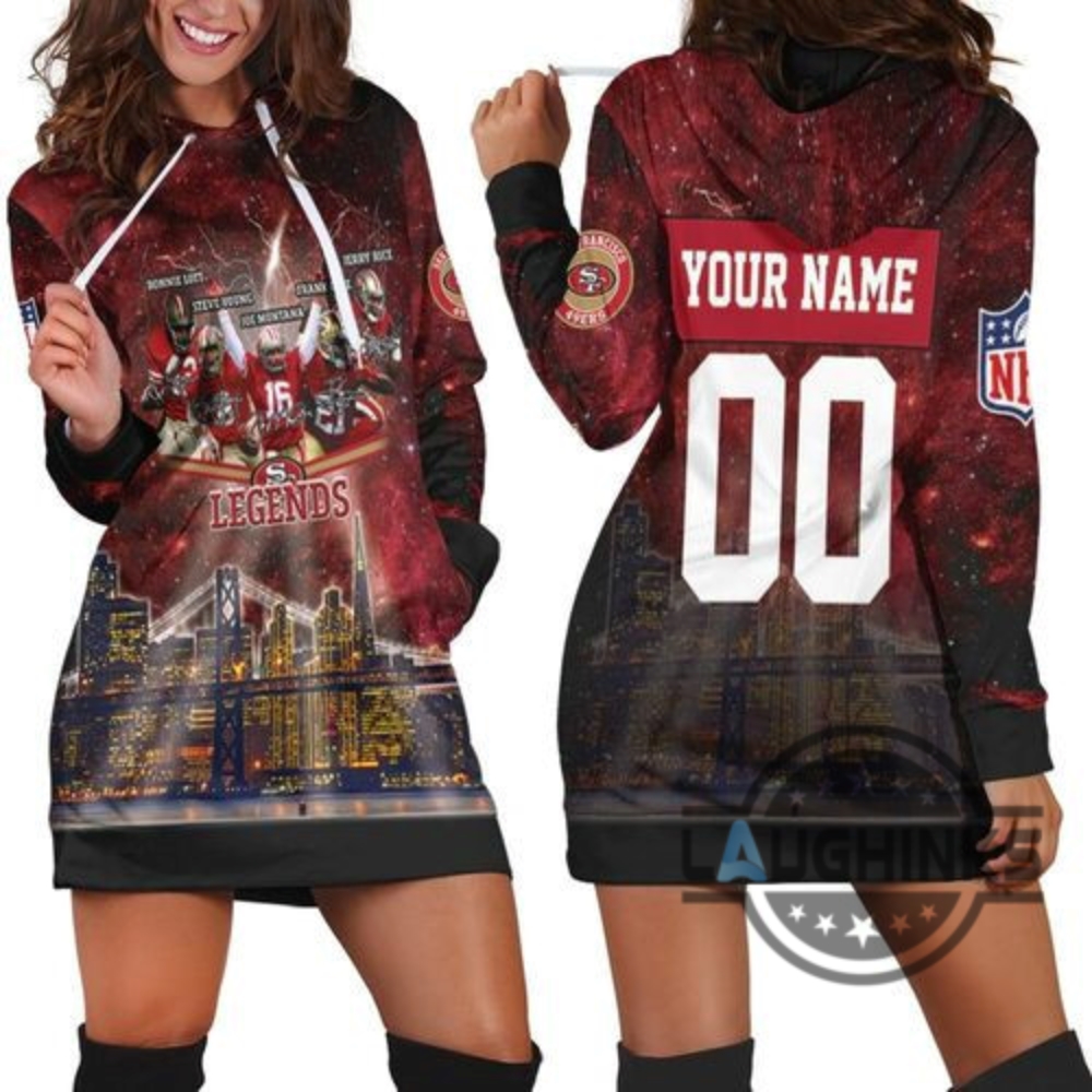 San Francisco 49Ers City Night Light Galaxy Signed 3D Hoodie Dress Sweater Dress Sweatshirt Dress Sf 49Ers Football Hooded Dress Nfl Gift For Fans
