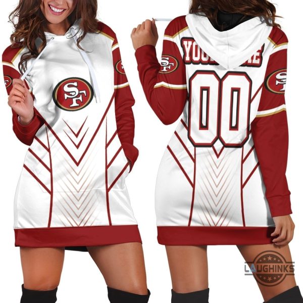 san francisco 49ers nfl lover 3d hoodie dress sweater dress sweatshirt dress sf 49ers football hooded dress nfl gift for fans laughinks 1