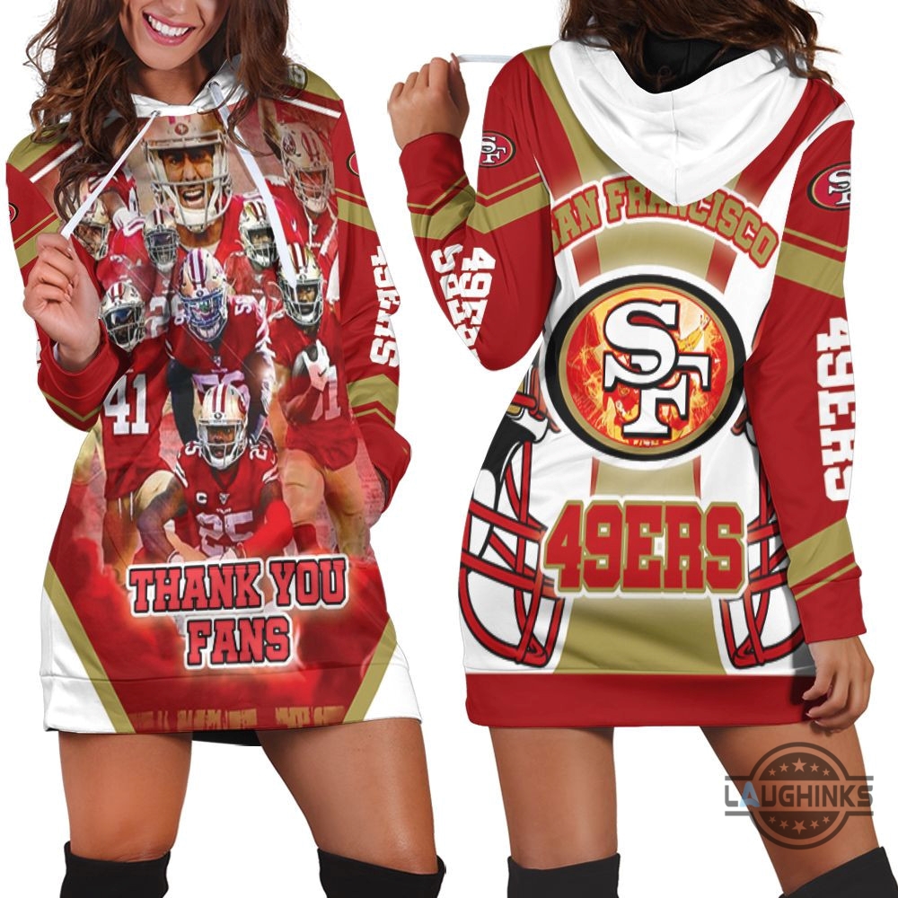 San Francisco 49Ers Super Bowl 2021 Nfc West Division Thank You Fans Hoodie Dress Sweater Dress Sweatshirt Dress Sf 49Ers Football Hooded Dress Nfl Gift For Fans