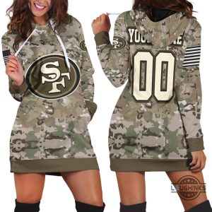 san francisco 49ers camouflage veteran 3d hoodie dress sweater dress sweatshirt dress sf 49ers football hooded dress nfl gift for fans laughinks 1 2