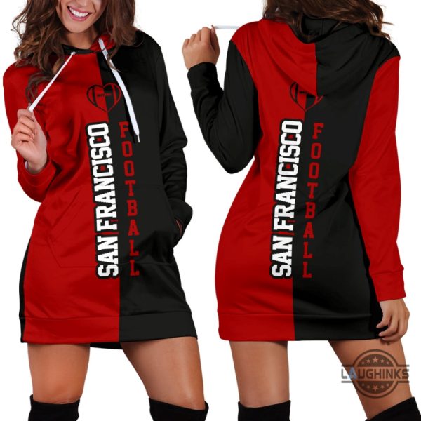 san francisco football hoodie dress 3d all over print for women hoodie sf 49ers football hooded dress nfl gift for fans laughinks 1 1