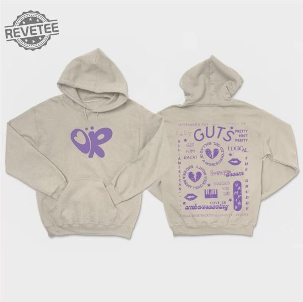 Olivia Guts Tour Track List Aesthetic Sweatshirt Olivia Rodrigo Guts Shirt Album Tracklist Tee Olivia Rodrigo Merch Teenager Girl Gifts Unique revetee 1