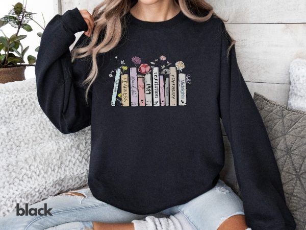 Albums As Books Shirt Trendy Aesthetic For Book Lovers Crewneck Shirt Folk Music Shirt Country Music Shirt Rack Music Shirt Book Lover Unique revetee 3