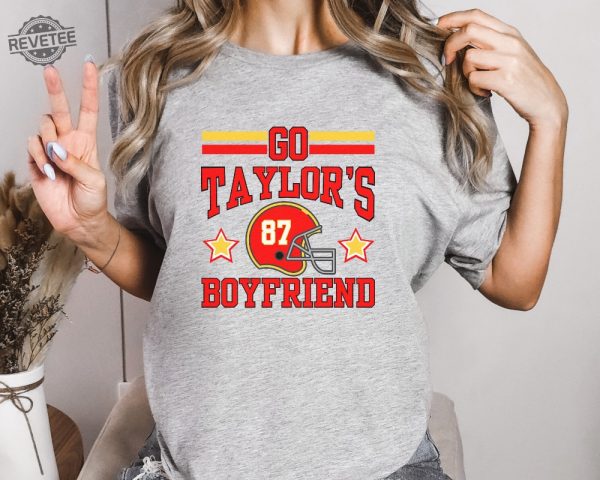 Go Taylors Boyfriend Shirt For Kansas City Fan Tshirt Taylor Swift Super Bowl Outfit Taylor Swift And Travis Kelce Super Bowl Shirts Kansas City Cheifs Unique revetee 4