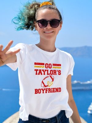 Go Boyfriend Shirt Travis Kelce Shirt Football Fans Shirt Taylor Swift Super Bowl Outfit Taylor Swift And Travis Kelce Super Bowl Shirts Kansas City Cheifs Unique revetee 2